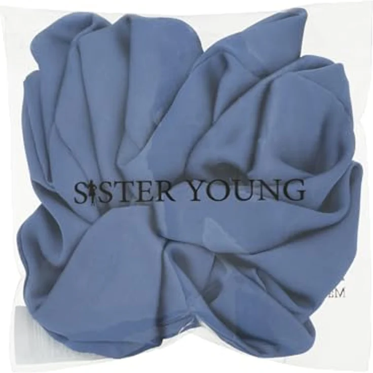 Sister Young LILU STEEL BLUE Scrunchie Haargummi, Satin-Eleganz, sanft zum Haar, universelle Größe, für jeden Anlass – Bild 3