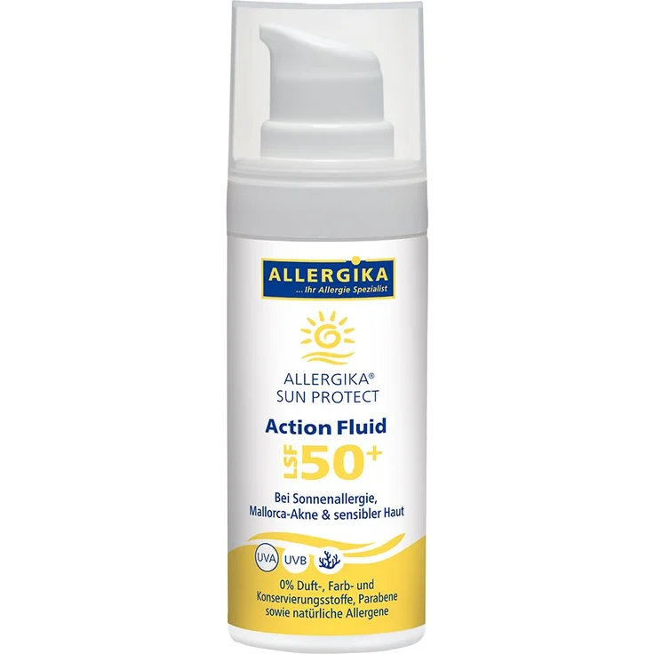 ALLERGIKA SUN Protect Action Fluid LSF 50+, 50 ml Sonnencreme mit hohem UVA- und UVB-Schutz, geeignet für empfindliche Haut