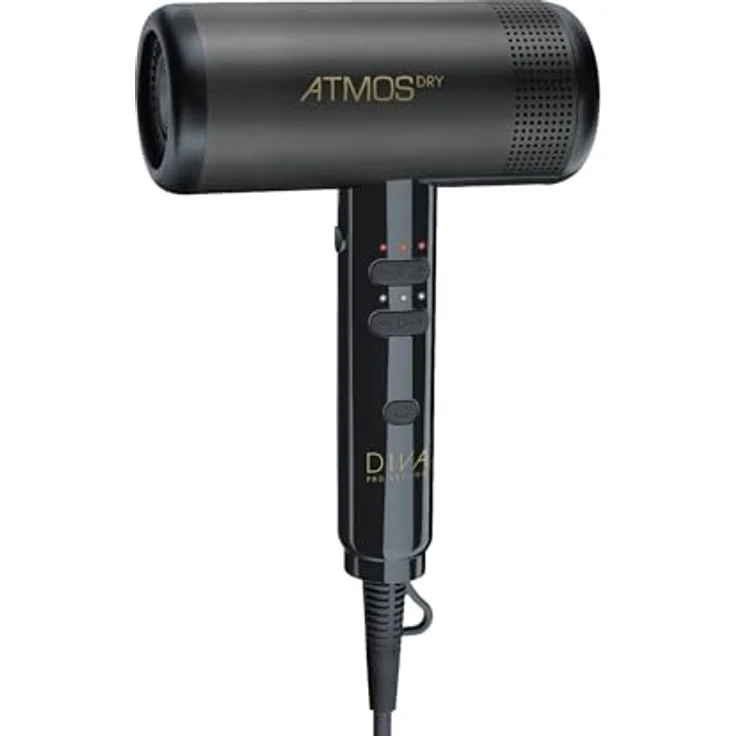 Diva Pro Atmos Haartrockner, 2000 Watt, Kaltstufe, Ionen-Technologie, DC-Motor, inkl. Diffusor, schwarz – Bild 4