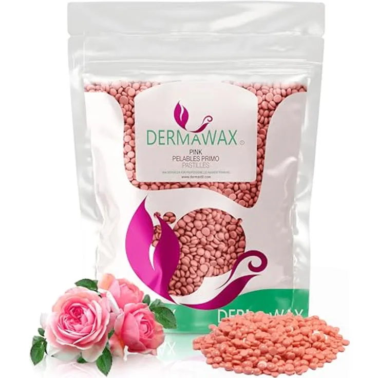 DERMAWAX 2 kg Pink Heißwachs Wachsperlen für schonende Haarentfernung, geeignet für Augenbrauen, Gesicht, Achseln, Beine, Rücken, Brust, Bikini, ohne Waxing-Streifen