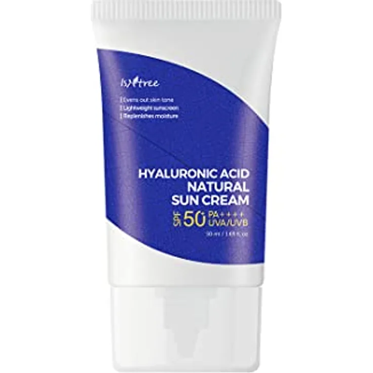 IsNtree Natürliche Sonnencreme mit Hyaluronsäure SPF50 PA++++ 50 ml 1,69 fl.oz | Gleicht den Hautton aus | Leichter Sonnenschutz | Spendet Feuchtigkeit