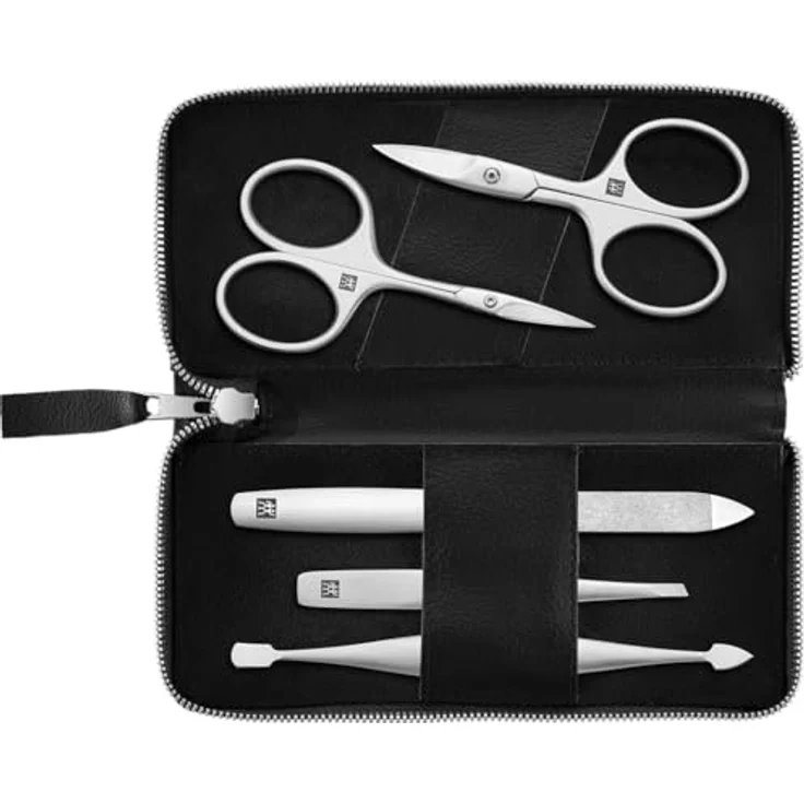 ZWILLING Maniküre Pediküre Set 5tlg., Nagelschere & Nagelfeile, veganes Apfelleder-Etui in schwarz, rostfreier Edelstahl, ergonomische Handhabung – Bild 1