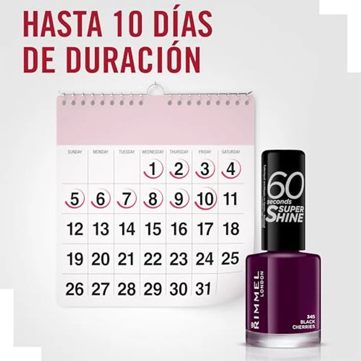 Rimmel London 60 Seconds Super Shine Schnell trocknender Nagellack 8 ml Farbton 345 Black Cherries – Bild 6