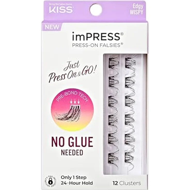 KISS imPRESS Just Press & GO ! selbstklebende Wimpern Edgy Whispy C, 12 St. – Bild 1