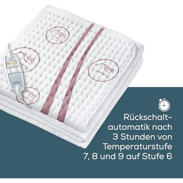 Beurer UB90 Wärmeunterbett 9 Temperaturstufen Abschaltautomatik rot/weiß – Bild 4