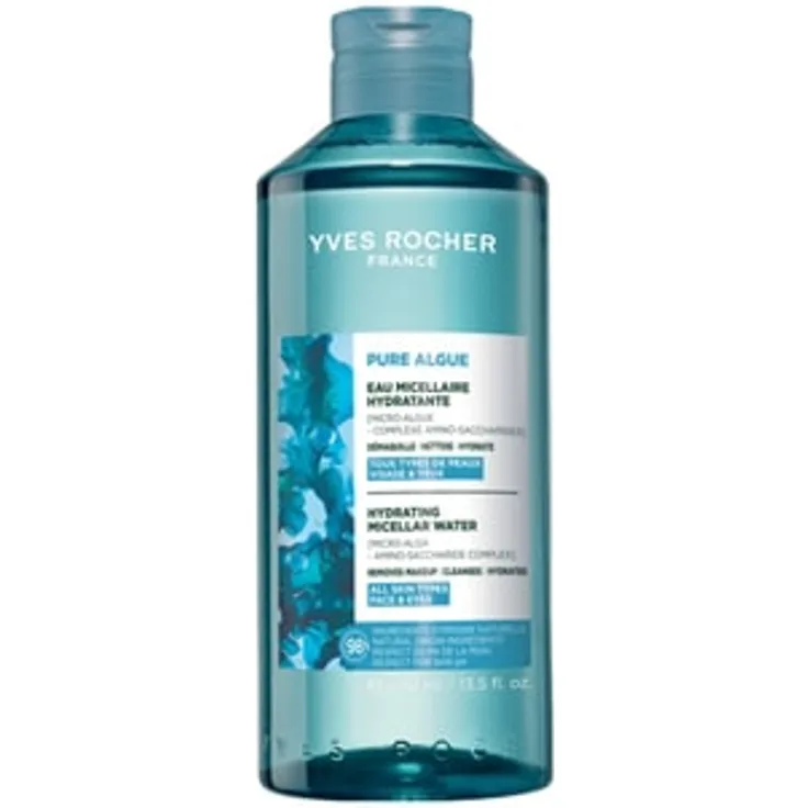 Yves Rocher Pure Algue, All-in-1 feuchtigkeitsspendender Make-up Entferner Mizellenwasser für normale bis Mischhaut, 400 ml