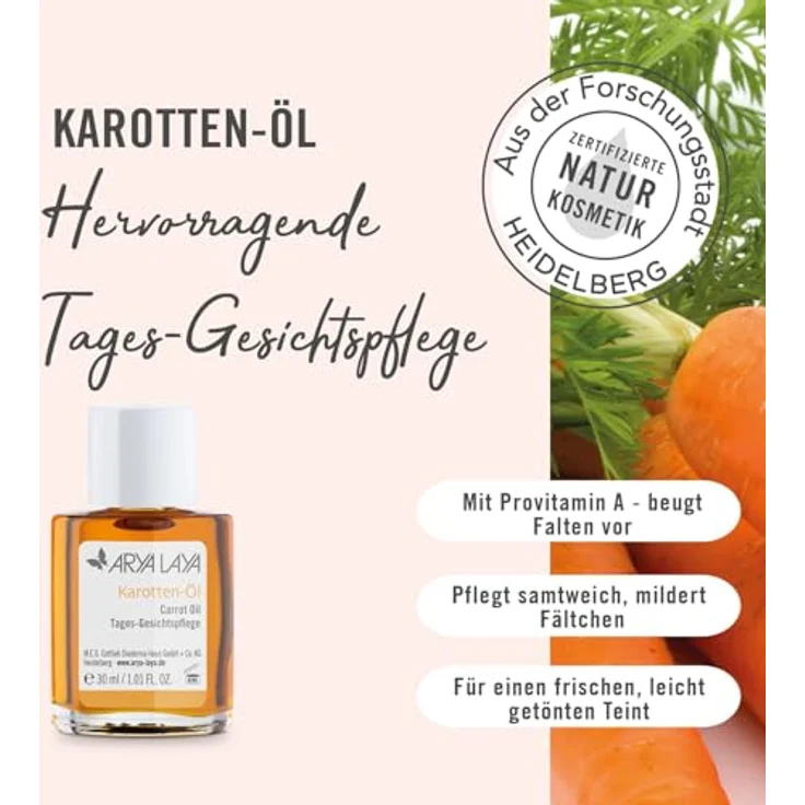 ARYA LAYA Karotten-Öl Tages-Gesichtspflege, 30 ml – Mildert Fältchen, für frischen Teint, vegan – Bild 2