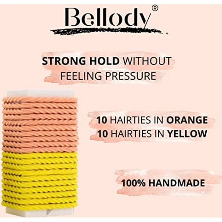 Bellody® Minis - Kleine Mini Haargummis für stylische Flechtfrisuren & kleine Zöpfe (20 Stück - Orange/Gelb) - Damen Haargummis in verschiedenen Farben – Bild 2