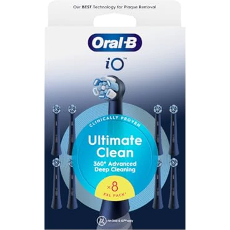 Oral B iO Ultimate Clean Bürstenkopf, Ersatzkopf für elektrische Zahnbürsten, 8 St., schwarz, effektive Plaque-Entfernung und sanfte Reinigung – Bild 4