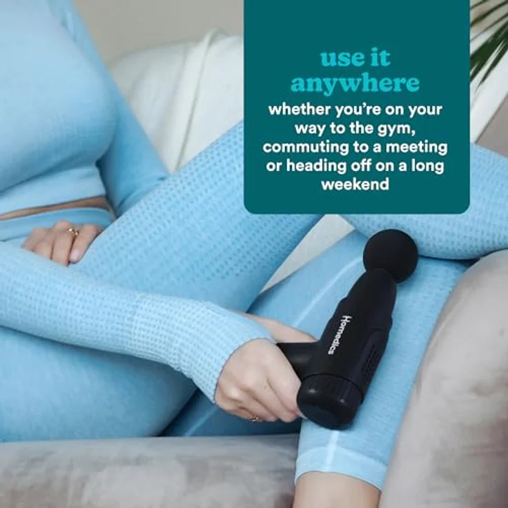 Homedics PGM-45BK NOVO Mini Massage Gun, Massagepistole mit 6 Stufen und 60 Minuten Laufzeit, schwarz – Bild 6