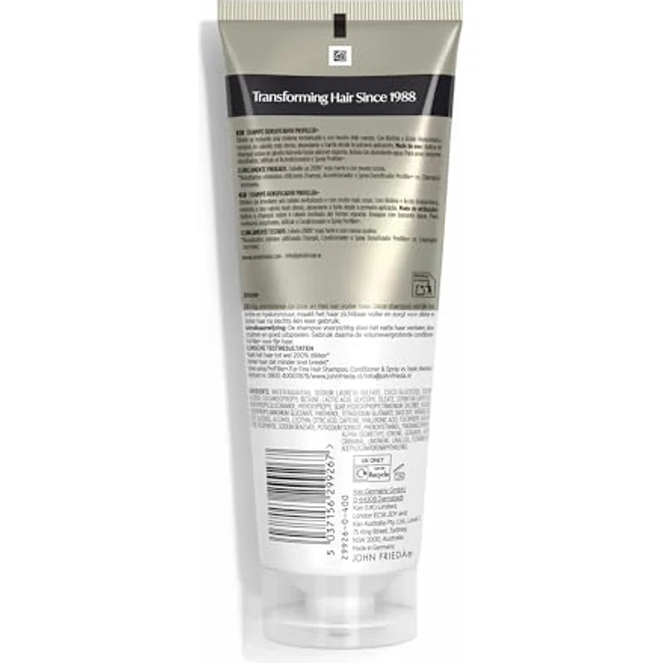 John Frieda Pro Filler+ Densifying Shampoo, verdichtend für feines Haar, mit Biotin und Hyaluronsäure, 250 ml – Bild 2