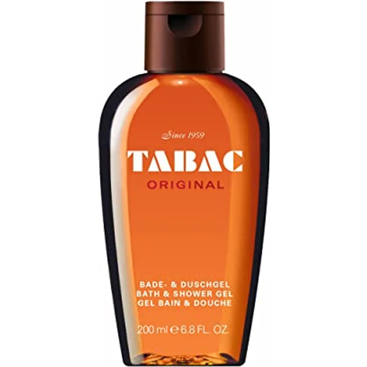 Tabac Original Bade- und Duschgel für Männer, 200 ml, klassischer maskuliner Duft mit würzigen, holzigen und moschusartigen Noten, pflegende Formel für Frische und Feuchtigkeitsversorgung der Haut