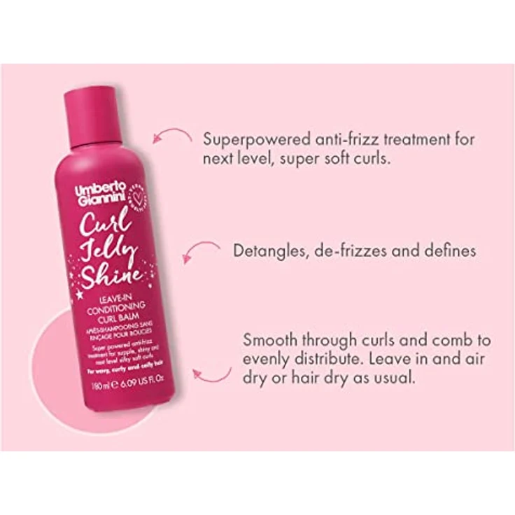Umberto Giannini Curl Jelly Shine Leave-In Conditioner, ultraleichter Hitzeschutz für glänzende Locken, 180ml – Bild 3