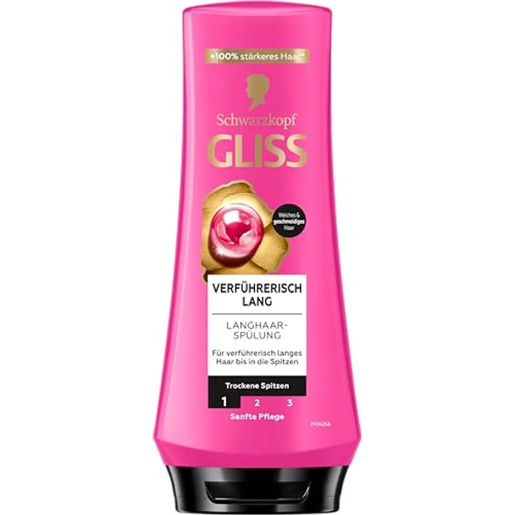 Gliss Kur Spülung Verführerisch lang, Haarspülung mit Biotin-Komplex und Pfingstrosenessenz, repariert geschädigte Haarlängen und pflegt trockene Spitzen, 200 ml – Bild 2