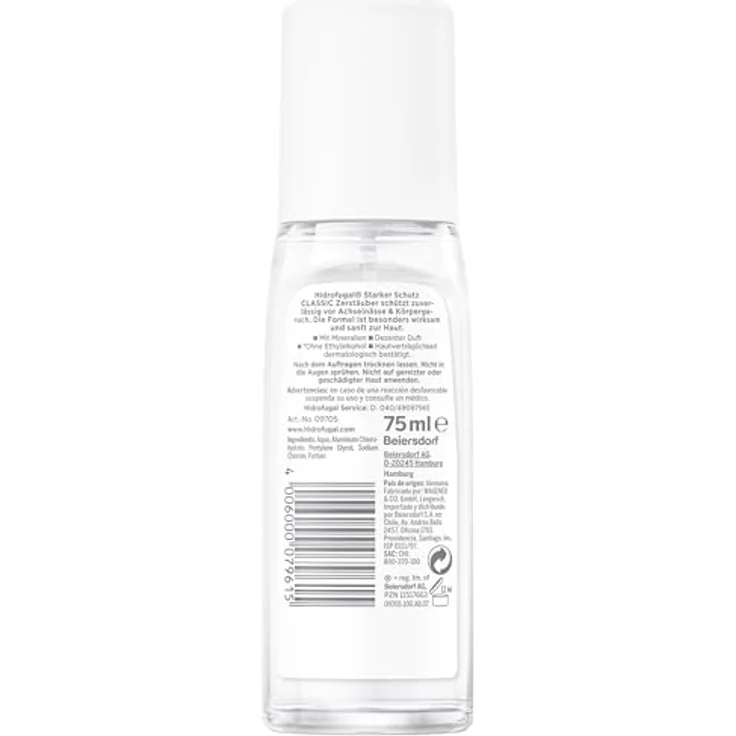 Hidrofugal CLASSIC Zerstäuber, starker Antitranspirant Schutz mit Mineralien und dezentem Duft, 75 ml – Bild 5