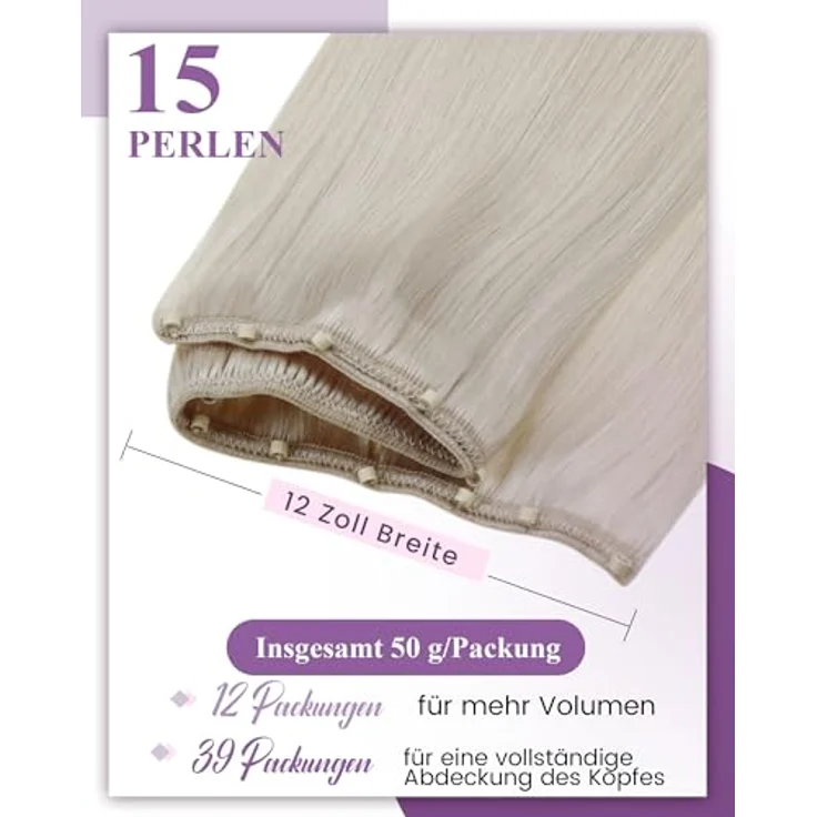LaaVoo Micro Beads Extensions Echthaar, Glatte Haarverlängerung in Blond, 40cm, 50g, Remy Haar, wiederverwendbar – Bild 2
