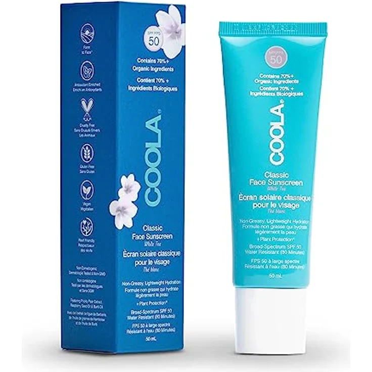 COOLA Classic Face Sunscreen SPF 50 Lotion, Sonnencreme für das Gesicht mit weißem Tee, 50 ml, wasserfest und 70%+ organische Inhaltsstoffe – Bild 2