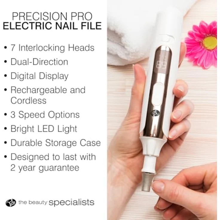 Rio Precision Pro, Nagelpflegegerät mit 7 Aufsätzen und 4 Geschwindigkeitsoptionen, wiederaufladbar, LED-Licht, digitale Anzeige – Bild 9