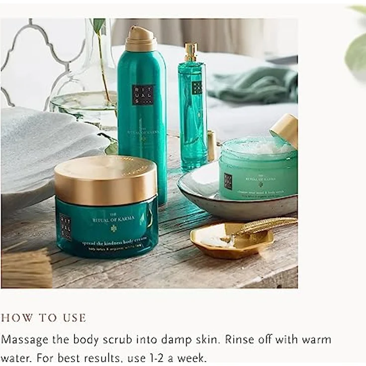 RITUALS Body Scrub The Ritual of Karma – Körperpeeling mit Lotus, weißem Tee, Salz und Meeresmineralien – 94% Inhaltsstoffe natürlichen Ursprungs – 300 g – Bild 4