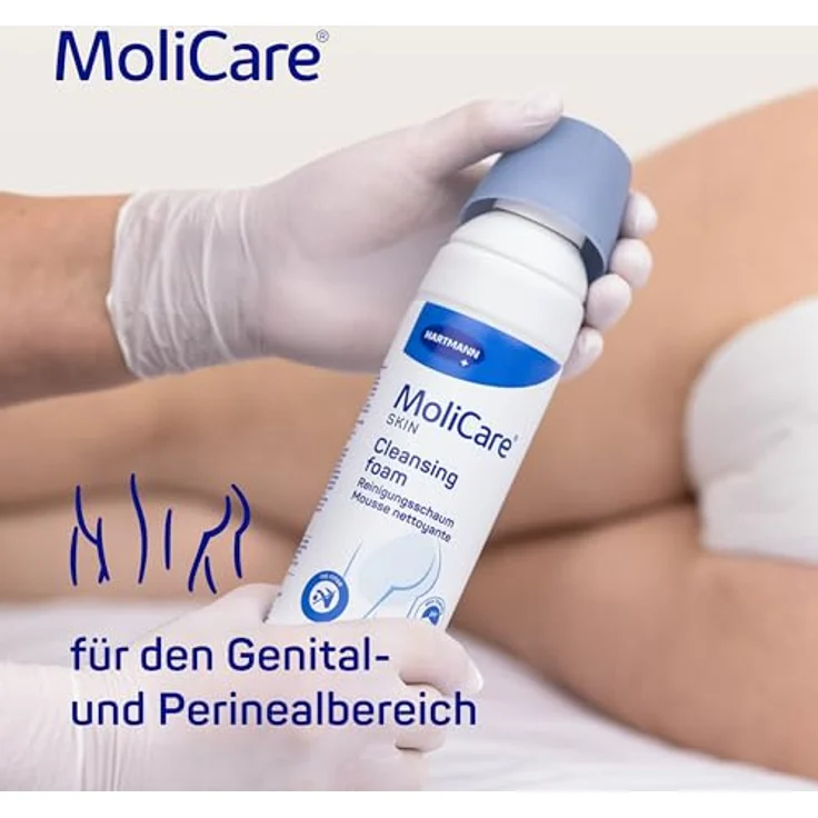 MoliCare Skin Reinigungsschaum Hautpflege, Hautreinigung ohne Wasser auch für empfindliche Haut geeignet 400 ml – Bild 3