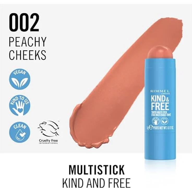 Rimmel London KIND & FREE tinted multi stick 5 gr, tierversuchsfrei, vegan, hochpigmentierte Farbe, intensiv feuchtigkeitsspendend – Bild 3