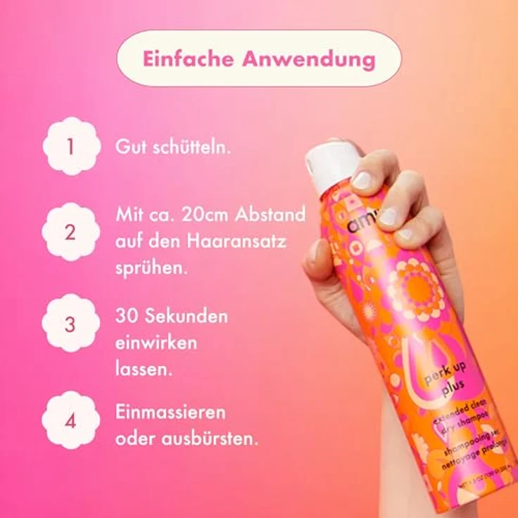Amika Trockenshampoo Perk Up Plus Extended Clean, 67 ml - Aufbauendes Trockenshampoo für längere Frische zwischen den Haarwäschen – Bild 6