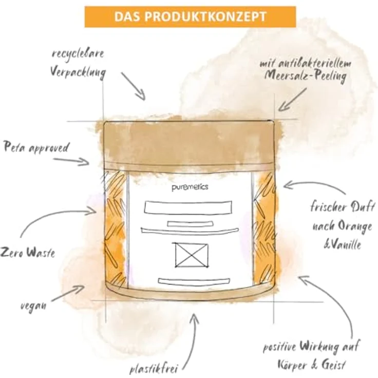 puremetics Badesalz - Vanille-Orange, 400 g, Aromatherapie für die Badewanne, Totes Meer Salz, fruchtig-warmer Duft – Bild 4
