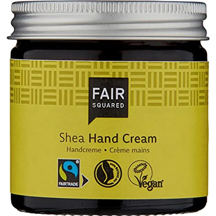 FAIR SQUARED Hand Creme Sensitive Shea 50 ml Handcreme - Handpflege für empfindliche Haut - mit Fairtrade-Sheabutter - vegane Naturkosmetik - Zero Waste im Mehrweg-Glastiegel