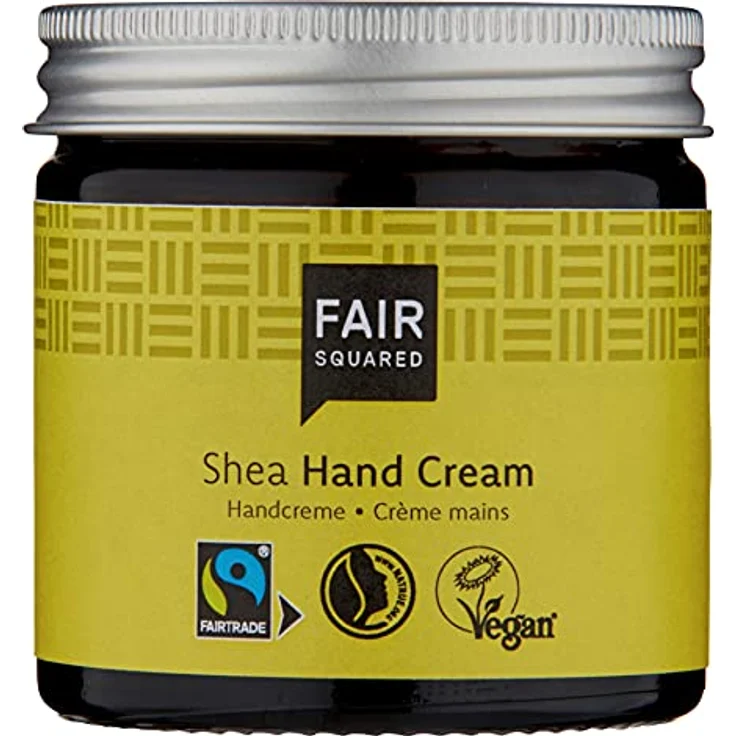 FAIR SQUARED Hand Creme Sensitive Shea 50 ml Handcreme - Handpflege für empfindliche Haut - mit Fairtrade-Sheabutter - vegane Naturkosmetik - Zero Waste im Mehrweg-Glastiegel – Bild 1