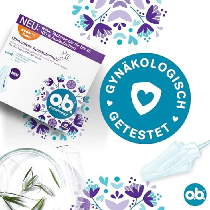 o.b. ExtraProtect Tampons Super, mit extra Schutzflügeln und Dynamic Fit Technologie für ultimativen Auslaufschutz – Bild 5