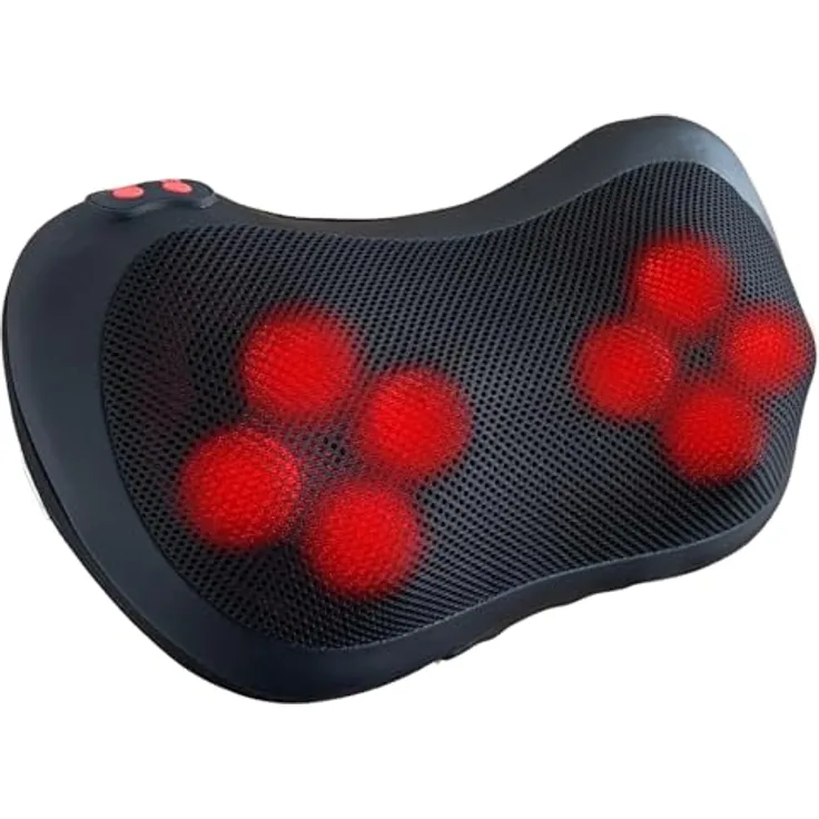 smartEC Witali Shiatsu Massagekissen mit ComfortHeat, elektronisches Nacken- Rückenmassagegerät, 8 rotierende Massageköpfe, für Nacken, Rücken, Schultern & Beine, 3 Geschwindigkeitsstufen, Sicherheitsfunktionen