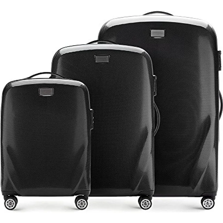 WITTCHEN Koffer – Set of 3 | hartschalen, Material: polycarbonat | hochwertiger und Stabiler | Schwarz | Verschiedene Größen