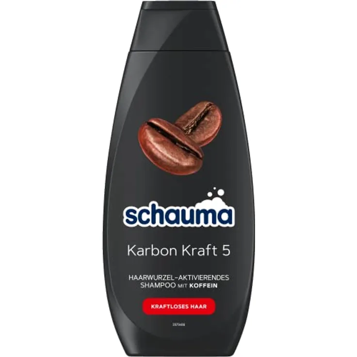 Schauma Koffein-Shampoo Karbon Kraft 5 (400 ml), Haarshampoo mit Koffein aktiviert und stimuliert die Haarwurzel, Shampoo für kraftloses Haar