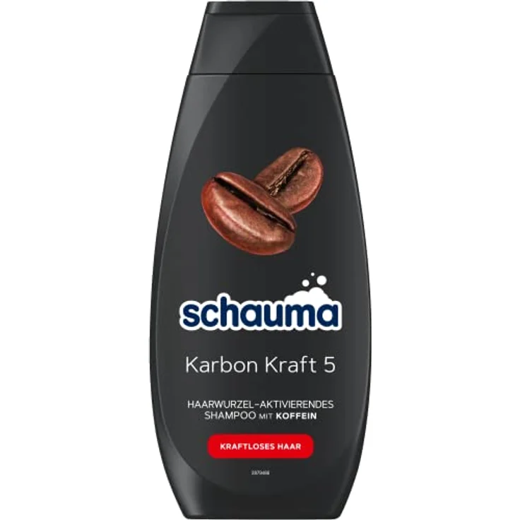 Schauma Koffein-Shampoo Karbon Kraft 5 (400 ml), Haarshampoo mit Koffein aktiviert und stimuliert die Haarwurzel, Shampoo für kraftloses Haar – Bild 1