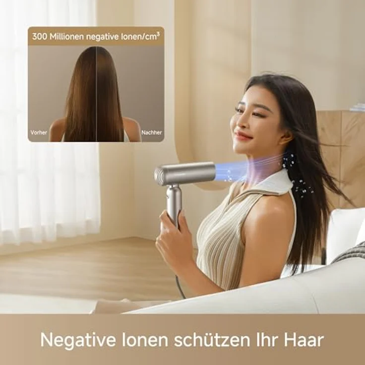 dreame Pocket Pro Hochgeschwindigkeits-Haartrockner, 3 klappbare Formen, 110.000 U/min, 300 Millionen negative Ionen/cm³, geräuscharm unter 60 dB, konstant 57 °C – Bild 5