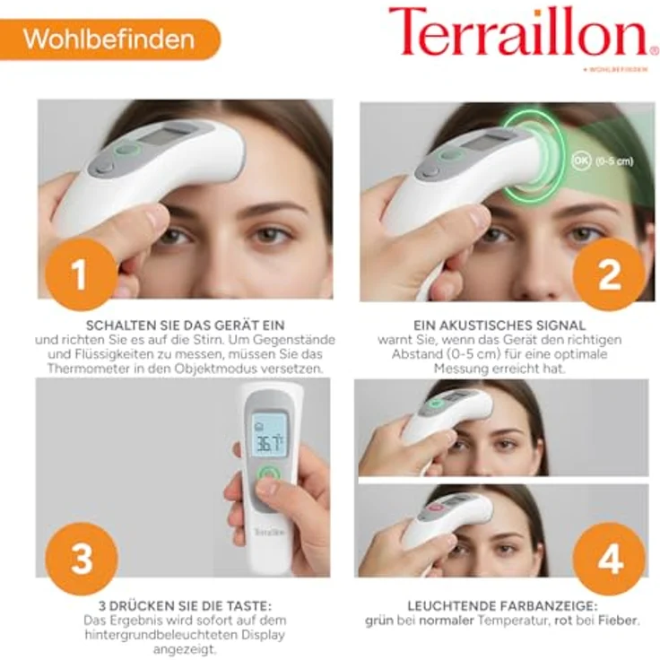 Terraillon HHT73130GB Fieberthermometer, zum Messen von erhöhter Körpertemperatur  – Bild 5
