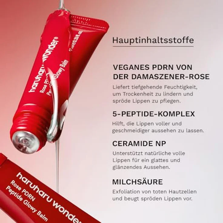 Haruharu Wonder Rose PDRN Peptide Glowy Balm, nährender Lippenbalsam mit Peptiden, 10 ml, für geschmeidige und hydratisierte Lippen – Bild 3