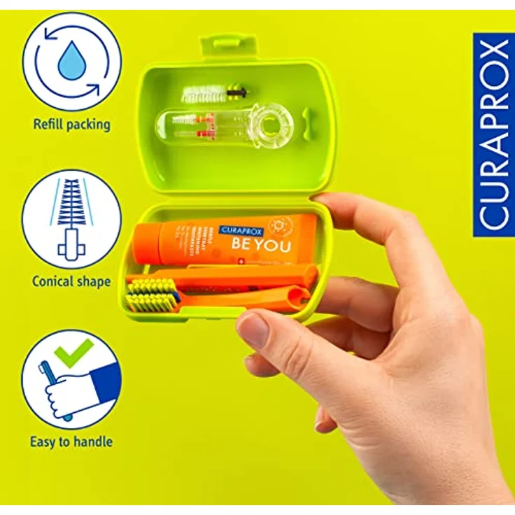 Curaprox Travel Set Ortho green, travel toothbrush, interdental brush, toothpaste 10ml, travel box – Bild 4