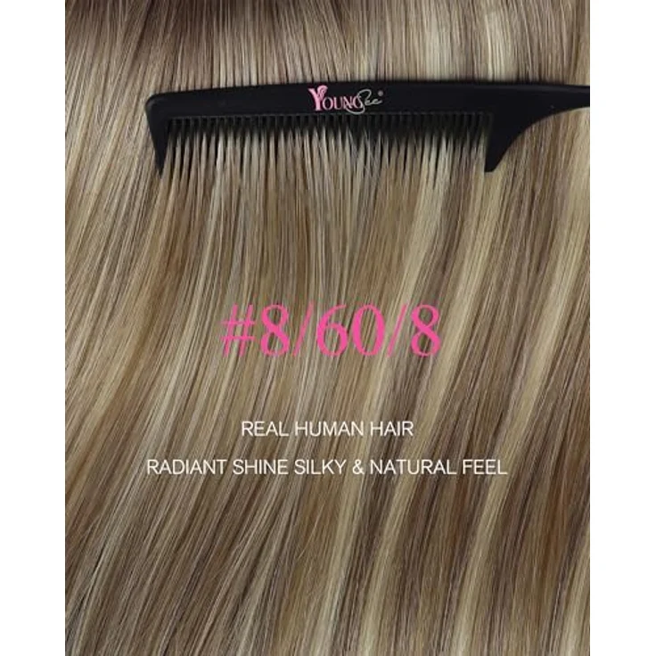 YoungSee Tape Extensions Echthaar Braun Ombre, 30 cm, 30 g, leichtes Design, langlebiger Halt mit Walker Tape, inklusive Ersatzklebebänder – Bild 2