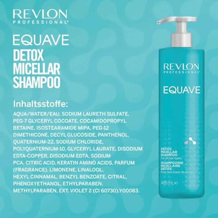 REVLON PROFESSIONAL EQUAVE Detox Micellar Shampoo, tiefenreinigendes Mizellen Haarshampoo mit Gel-Textur, 485 ml. – Bild 4