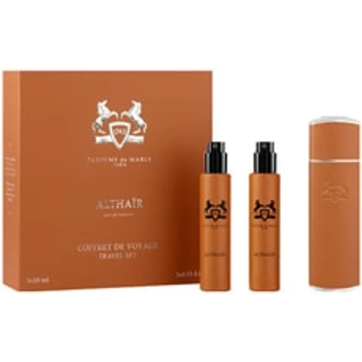 Parfums de Marly Althair Travel Set, Unisex-Duftset mit Vanille und Praline, inkl. nachfüllbarem Reiseetui und 3x10 ml Flakons