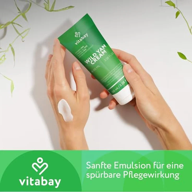 Vitabay Wild Yams Creme 100 ml - 80% Yamswurzel Extrakt - 64% Diosgenin - Wechseljahre Wild Yam Wurzel Creme - 100% Nano-frei & ohne Synthetische Hormone – Bild 4