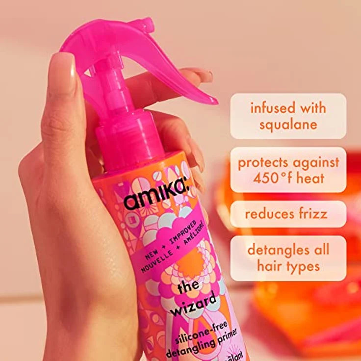 amika The Wizard Silicone-Free Detangling Primer 200 ml | All-in-One Haarspray mit Hitzeschutz bis 230 °C und Anti-Frizz-Effekt für alle Haartypen – Bild 3