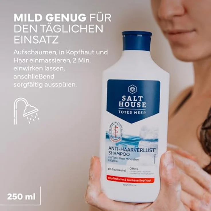 Salthouse Dead Sea Therapy Shampoo, Anti-Hair Loss, 250 ml, silikon- und sulfatfrei, für Damen – Bild 5