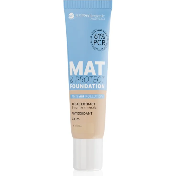 Bell Hypoallergenic Mat & Protect, langanhaltendes mattierendes Make-up mit SPF 25, Farbton 01 Vanilla, 30 g