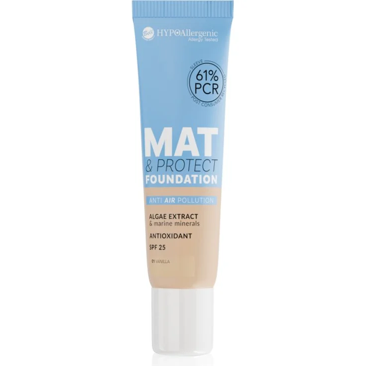 Bell Hypoallergenic Mat & Protect, langanhaltendes mattierendes Make-up mit SPF 25, Farbton 01 Vanilla, 30 g