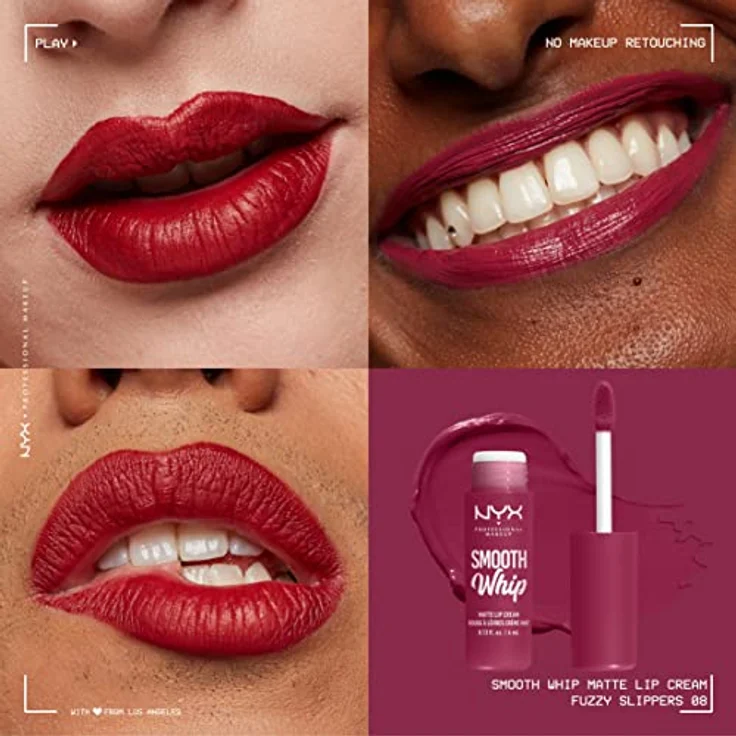 NYX Professional Makeup Smooth Whip Matte Lip Cream, seidiger Lippenstift mit glättender Wirkung, Farbton 08 Fuzzy Slippers, 4 ml – Bild 5