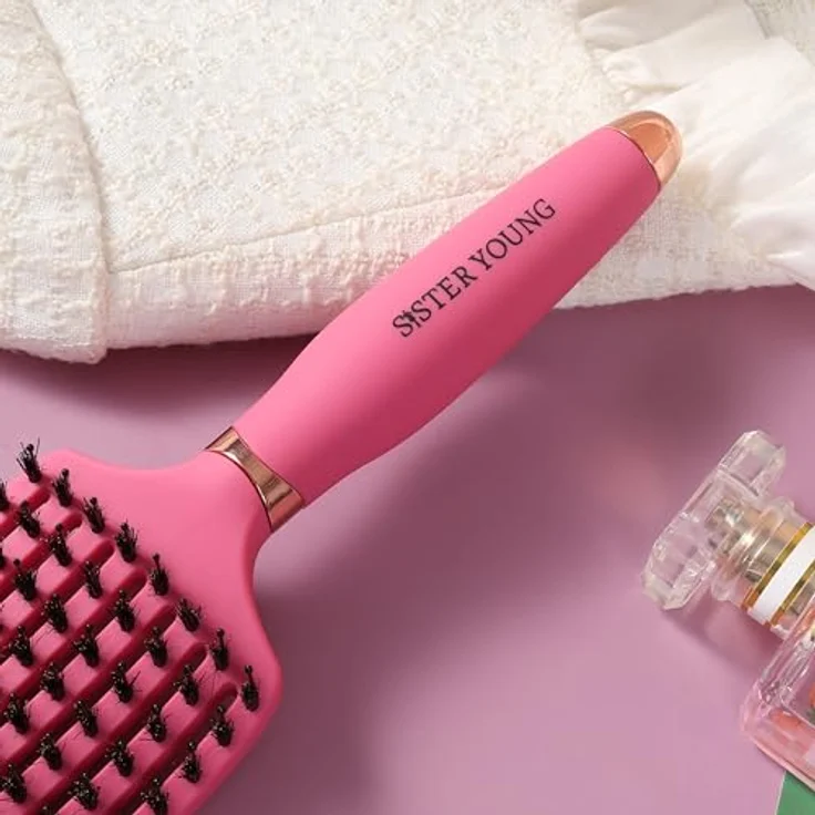 Sister Young OVIA FUCHSIA BV, Professionelle No Tangle Bürste mit natürlichen Wildschweinborsten und belüftetem Bürstenkörper – Bild 5
