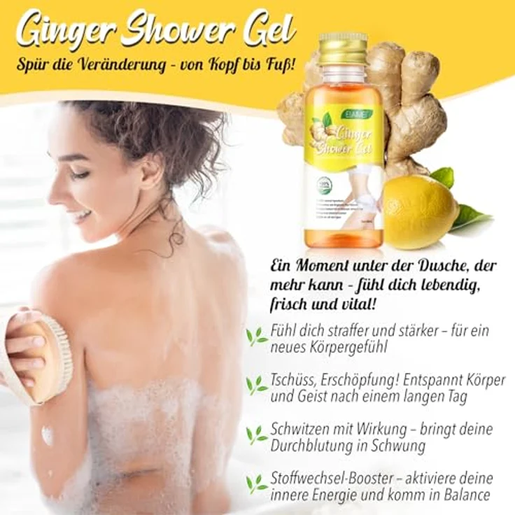 P-Beauty Ingwer Duschgel 1er Set, pflanzliches Duschgel mit wärmendem Effekt, Lymphdrainage Pflege, mit Ingwer, Ginseng, Rosmarin & Artemisia, 3x30ml – Bild 3
