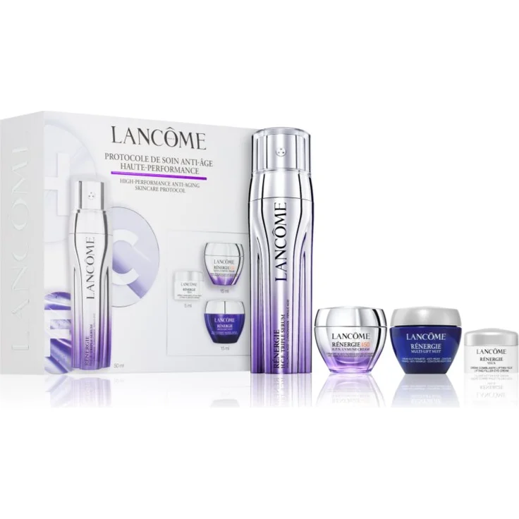 Lancôme Rénergie H.C.F. Triple Serum Geschenkset, Augenpflege mit Gesichtsserum (50 ml), Tagescreme (15 ml, SPF 50), Nachtcreme (15 ml) und Augencreme (5 ml)